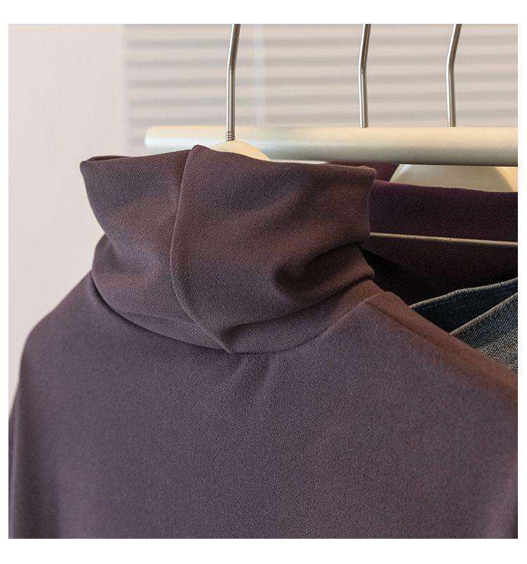 Женский топ большого размера из немецкого бархата с кружевом, длинный рукав, высокий воротник - Стройнящая осенне-зимняя верхняя одежда