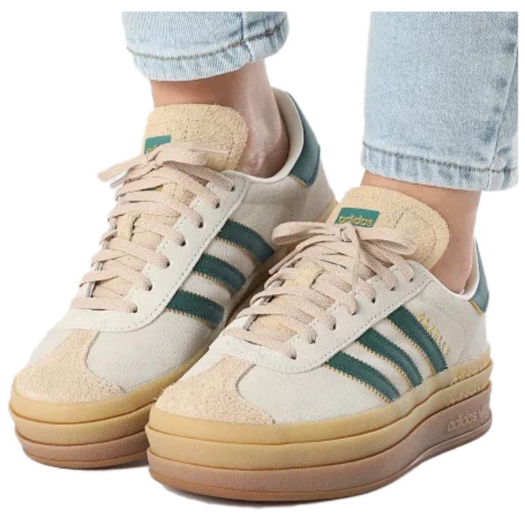adidas Gazelle Bold Magic Beige Collegiate Green Женский ID7056