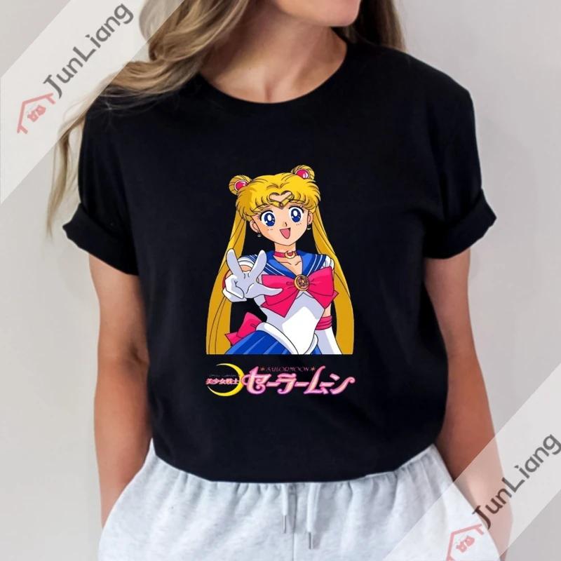 Sailor Moon Unisex Clothing Unisex Anime Kawaii Cute Short Sleeve Tee Футболка с принтом в виде топов Streetwear Y2k Graphic Shirts