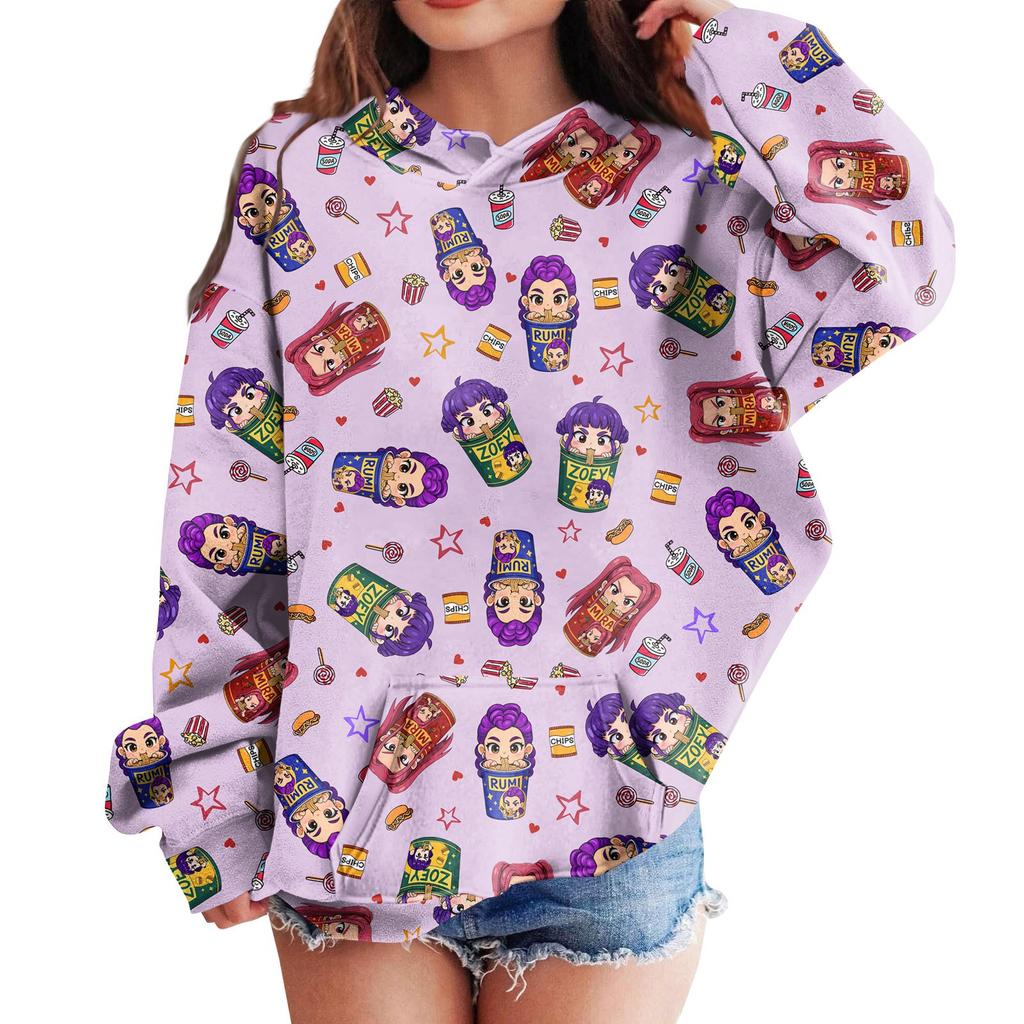 Sweatshirts For Teen Girls Hoodies Long Sleeve Drawstring Pullover Cute Printed Hoodie Top