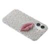 Чехол для iPhone 16 Полностью стразы Декор губ ТПУ+ПК Задняя крышка телефона