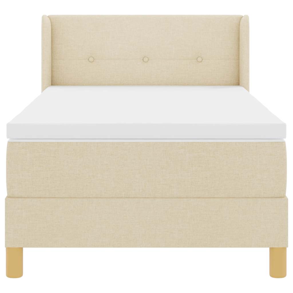 Box Spring Bed with Headboard Cream 200 x 80 cm Fabric