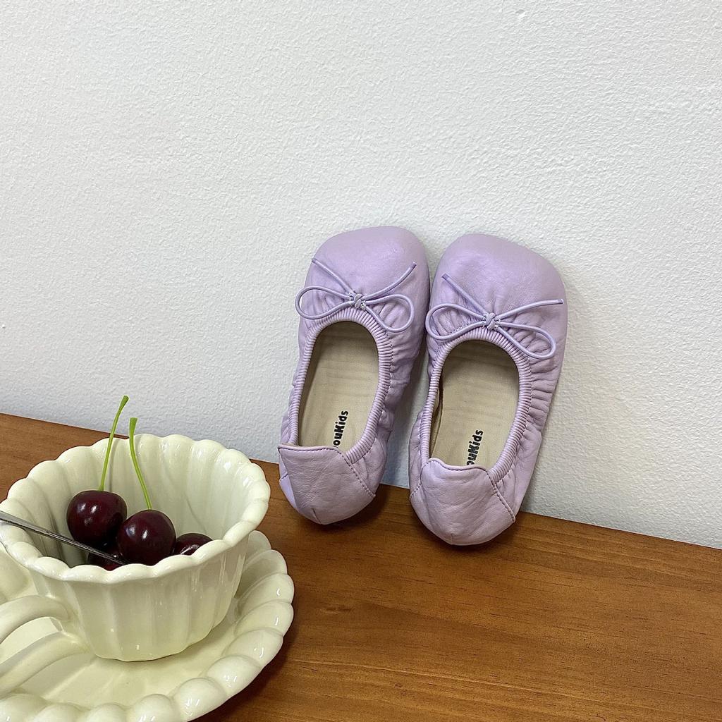 Детские туфли принцессы Весенние детские танцевальные туфли на одном каблуке Детские балетки с мягкой подошвой Маленькие кожаные туфли