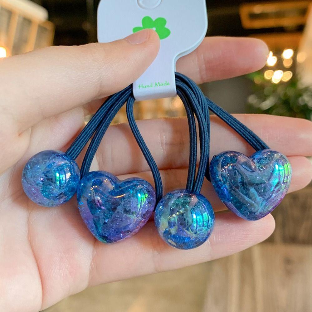 Gradient Elastic Hair Band Crack Heart Hair Ties New Ponytail Holder for Girl