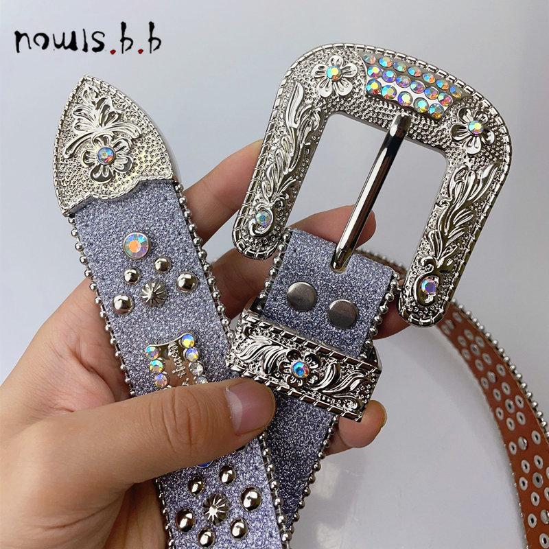 Ремни в стиле панк-рок со стразами в стиле вестерн, модные роскошные ремни с шипами, блестящие ремни с бриллиантами, ковбойский ремень для ковбойских девушек, готические джинсы