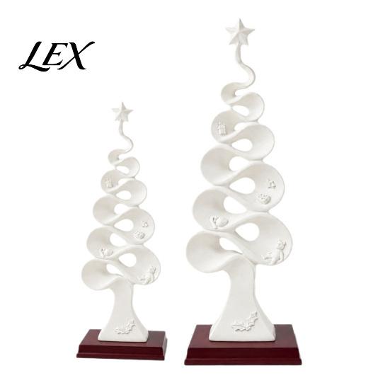 Modern Tabletop Decor Abstract Christmas Tree Figurine, Artistic Spiral Sculpture, Xmas Contemporary Office Desk Accessories Statue for Shelf