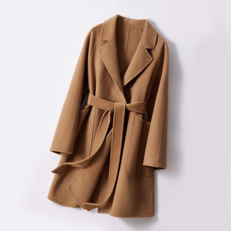 Женское пальто из 100% шерсти TIDENOVEL Осеннее шерстяное длинное пальто Ручной работы Пальто-бушлат Зимняя теплая кашемировая длинная куртка