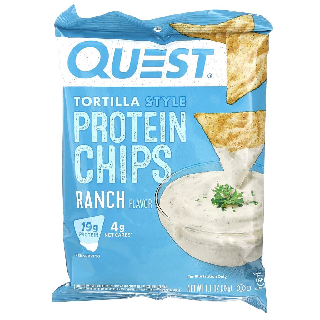 Quest Nutrition Tortilla Protein Chips, Ranch, 8 Packets, 1.1 Oz (32 G) Each