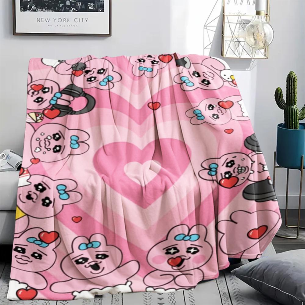 1PC Opanchu Usagi Print Flannel Blanket, High quality Comfortable for All Seasons, Home Decor, Warmth and Comfort, Perfect for Christmas Gifts104