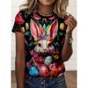 Womens Rabbit 3D Printed T-Shirts Large Size Fashion Painted Oversized T-Shirts Harajuku Casual Printed T-Shirts T-Shirts