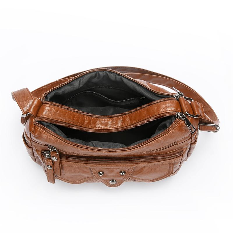 Женская сумка ретро большая вместительная сумка через плечо многослойная сумка через плечо мягкая кожаная сумка для матери