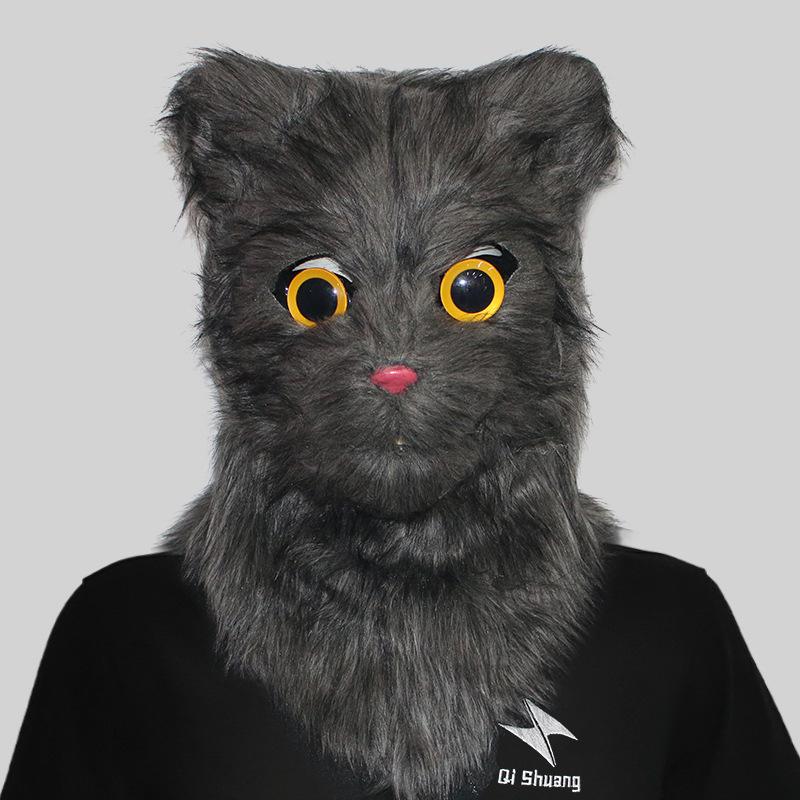 Playful Cat Cute Head Mask With Movable Jaw For Fun Celebrations Festive