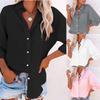 European & American Women's Solid Color Pocket Long Sleeve Loose Blouse