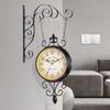 Double Sided Station Clock Garden Retro Design Mute Hanging Wall for Home Outdoor Living