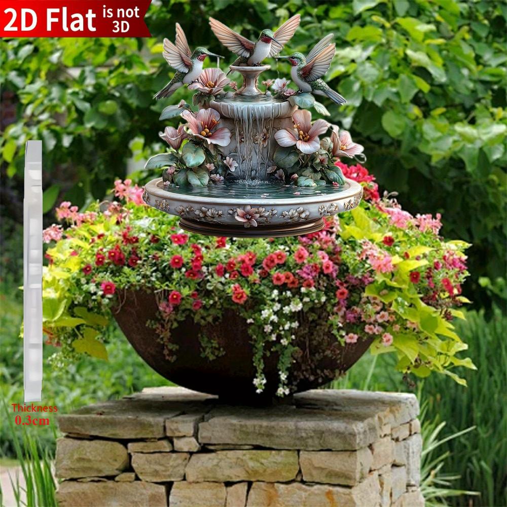 Painted Hummingbird Flight, 2D Flat Acrylic, Decoration, Floor Plugs, Suitable for Gardens, Flower Pots, Gifts, Christmas, Halloween