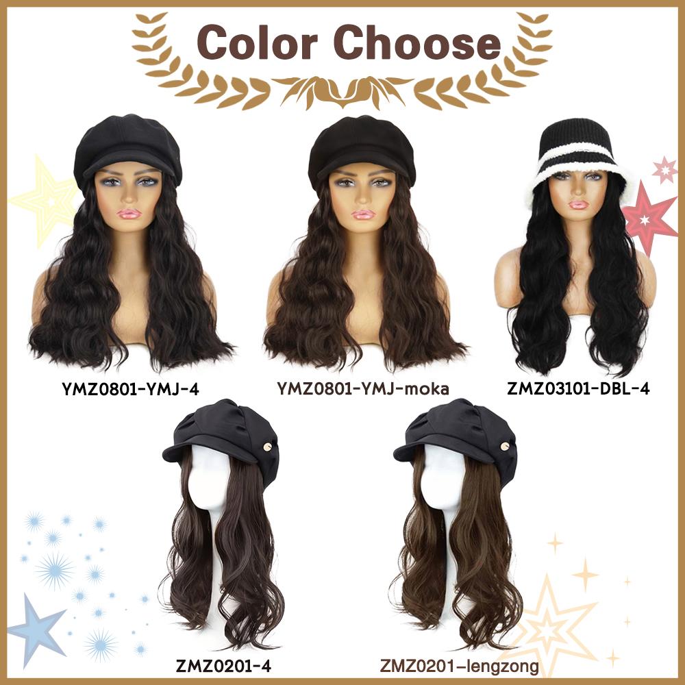 MISSQUEEN Synthetic Beret And Fisherman's Hat Wig Extension Long Wavy Hair Suitable For Women Daily Wear