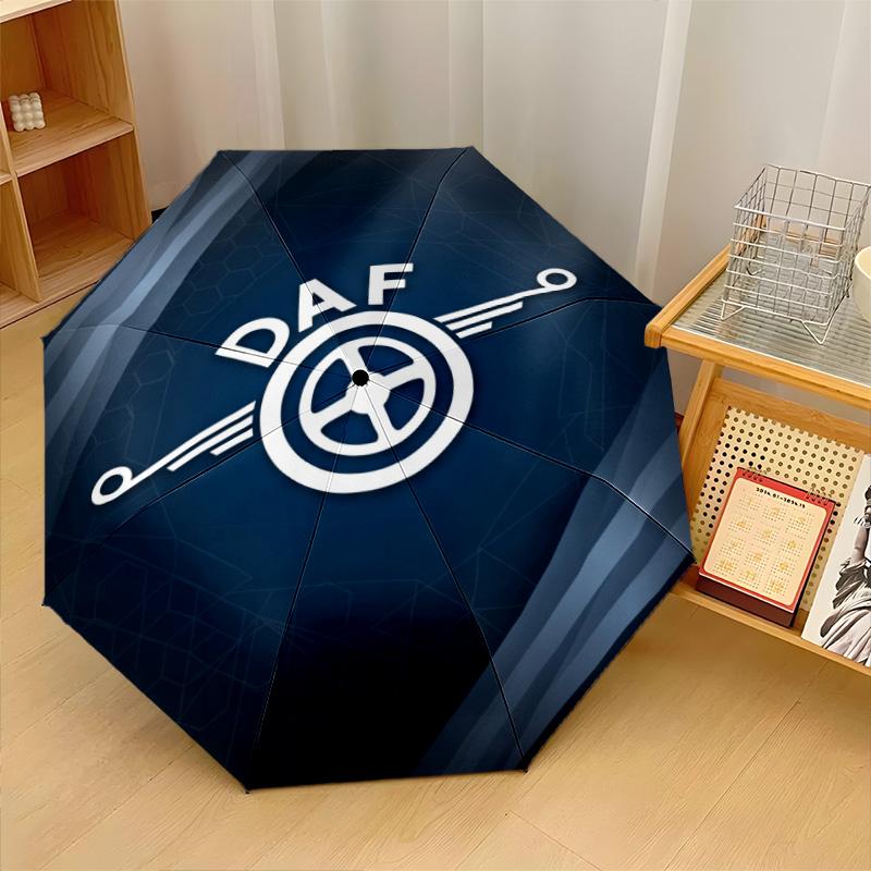 DAF Принт 8?Автоматический зонт с ребрами, ветрозащитный, легкий, складной, для путешествий на открытом воздухе