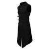Men's Casual Middle Ages Long Vintage Sleeveless Leather Button Style Tuxedo