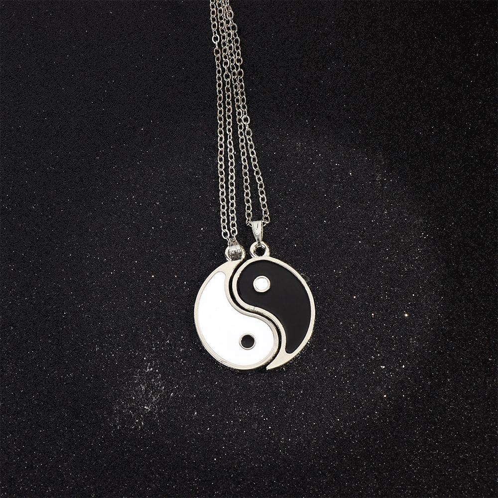Tai Chi Vintage Yin Yang Mystical Women Gold Pendant Clavicle Chain Necklaces Jewelry
