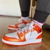 Air Jordan 1 Mid SE GS Electro Orange Kids Sneakers Black White DM4228-800