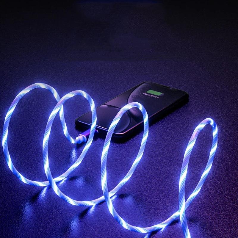 3A Светящийся кабель Micro USB Type C Кабель для зарядки Для Sony Xperia Huawei Xiaomi Светодиодная подсветка Зарядное устройство Поток Стример USB-шнур