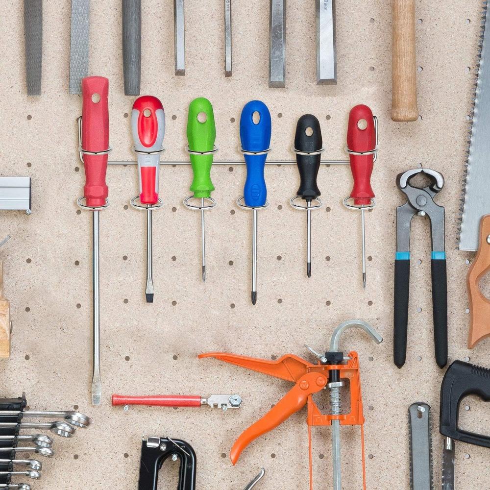 Cold-rolled Steel Six-Ring Hanging Hook Silver Pegboard Hooks Pegboard Accessories