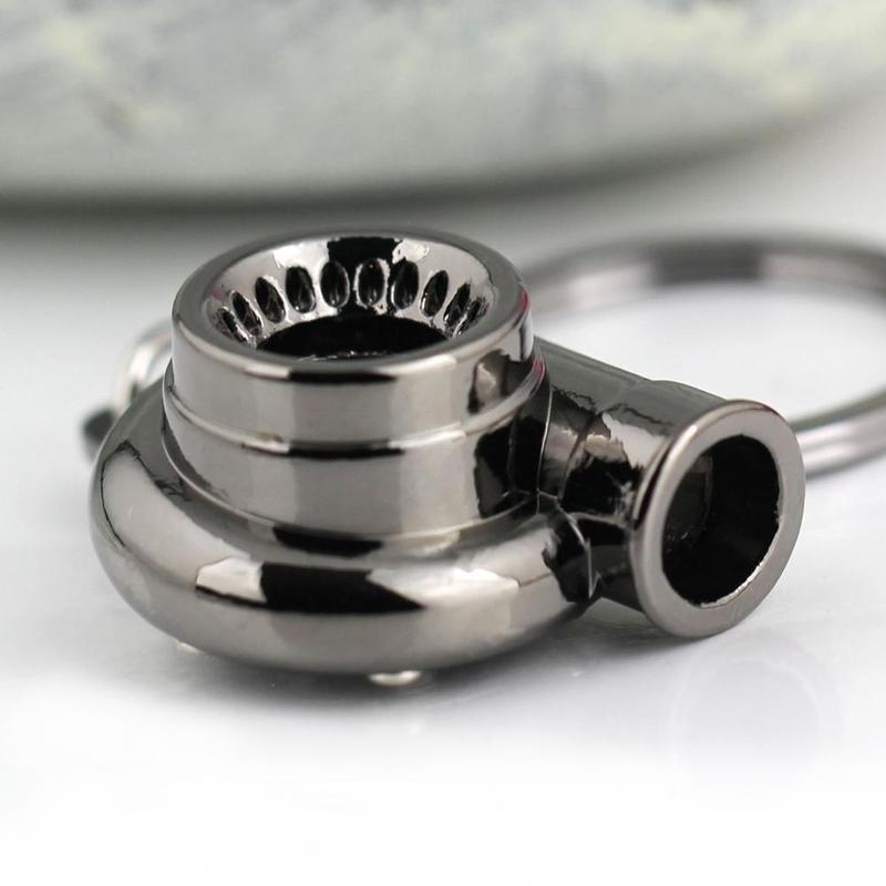 Car Auto Turbo Keychain Sleeve Spinning Turbine Turbocharger Key Chains Keyfob