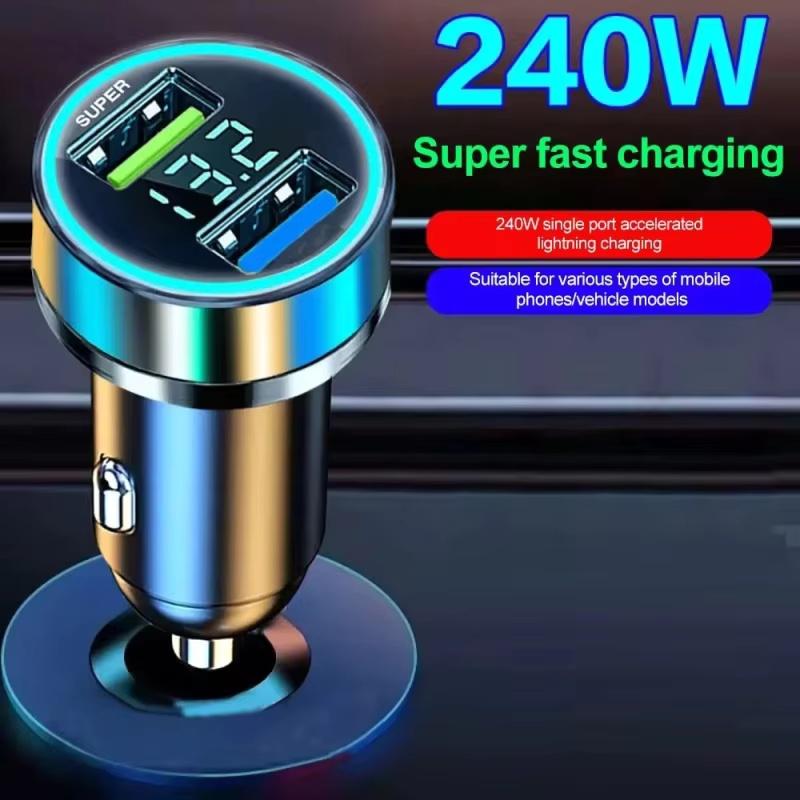 2 Port Super Fast USB Car Charger ForiPhone 14 Pro Max 13 12 11 Samsung S23 S22 120WQuick Charging Adapter