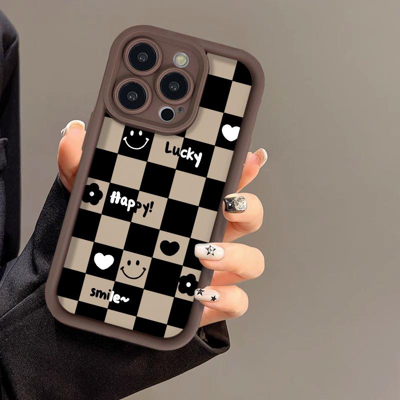 Чехол Love smiley face подходит для мобильного телефона iphone17promax 14Pro противоударный 13/12 с мелкими отверстиями матовый 15 мягкий чехол