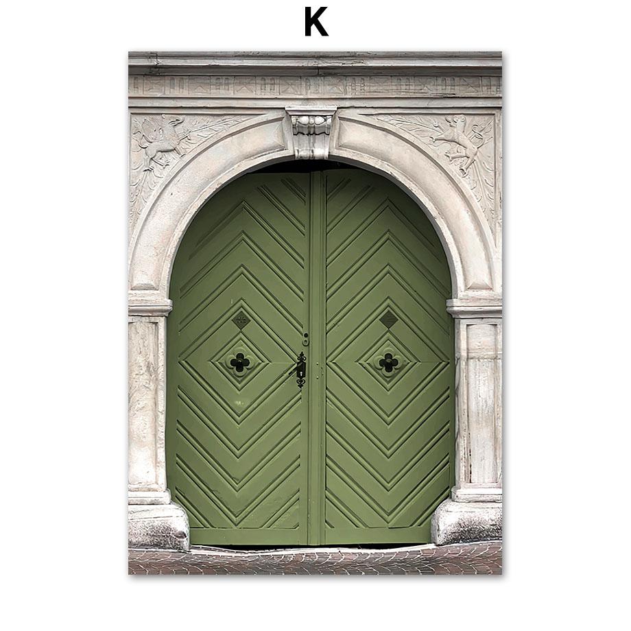 Зеленые графические формы, двери, листья монстеры, цитаты, настенная живопись на холсте, постеры и принты, настенные панно для декора гостиной