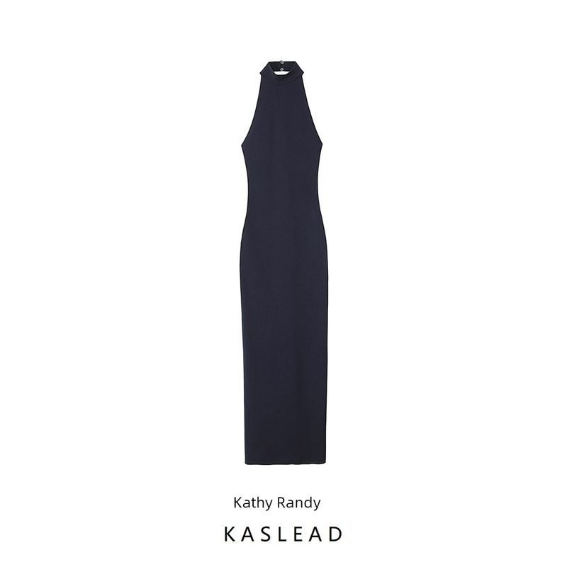 Kaslead New Arrival Women's Clothing Fashion Style Fashion Silm Ruched Decoration Halterneck Dress 5039325