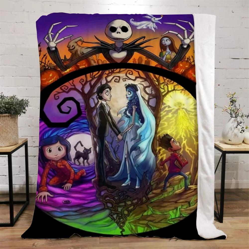 Одеяло с персонажами Coraline для дивана, зимние пушистые мягкие одеяла с персонажами, вязаные пледы из микрофибры, постельное белье для домашнего интерьера, плед для кровати