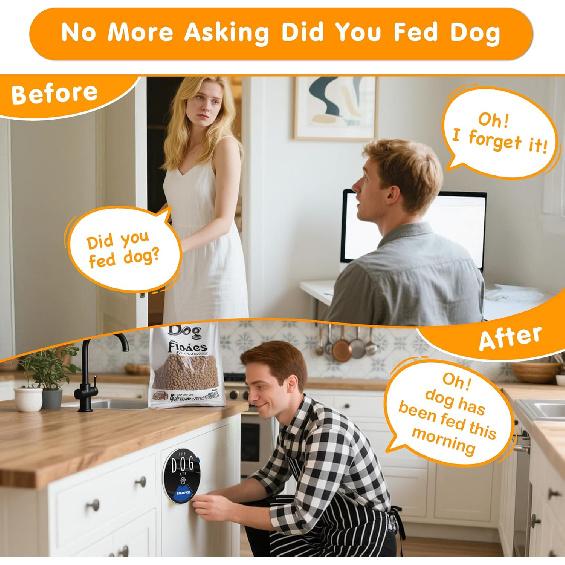 Dog Fed Sign - Dog Feeding Status Spinner with 3 Meals Marked, Did You Feed The Pet Tracker, Pet Feeding Reminder with Double Sided Tape for Fridge,