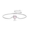 WOSTU 925 Sterling Silver Natural Pink Shell Love Heart Bracelet Ring Valentine Jewelry Set For Women Handmade Matching links