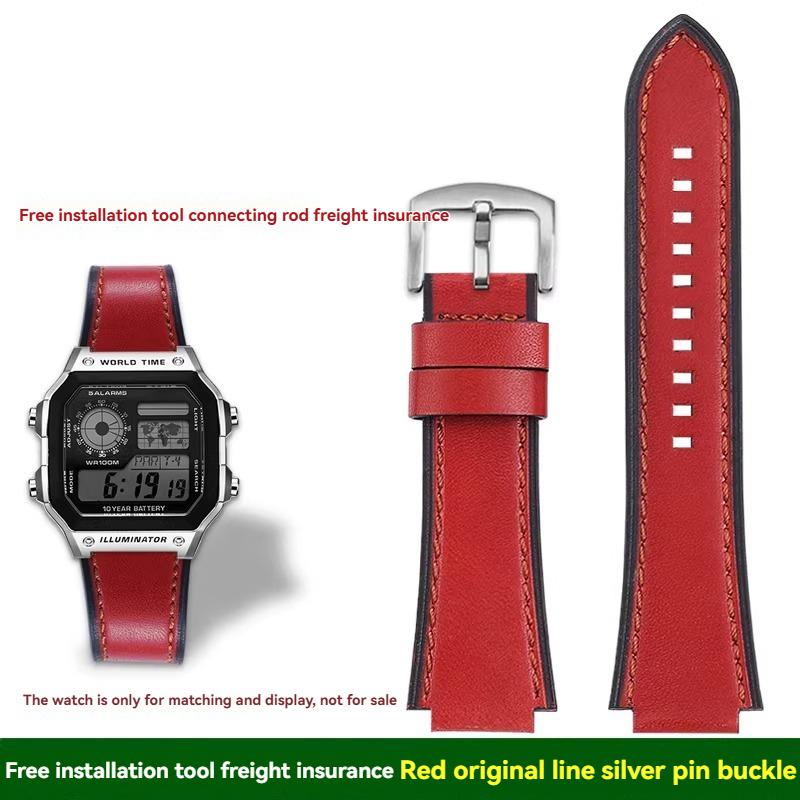 Для Casio маленькие квадратные AE1200/1300/1500 SGW-300/400 W-218 мужские оригинальные ремешки для часов из натуральной кожи аксессуары