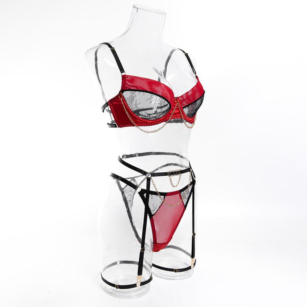 Autumn/Winter Color Block Lace Mesh Bra Set: Sexy & Stylish