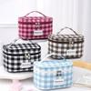 Large Capacity Checkered  Makeup Bag Korean Style Travel Toiletry Bag Wash Pouch Bag  Ladies