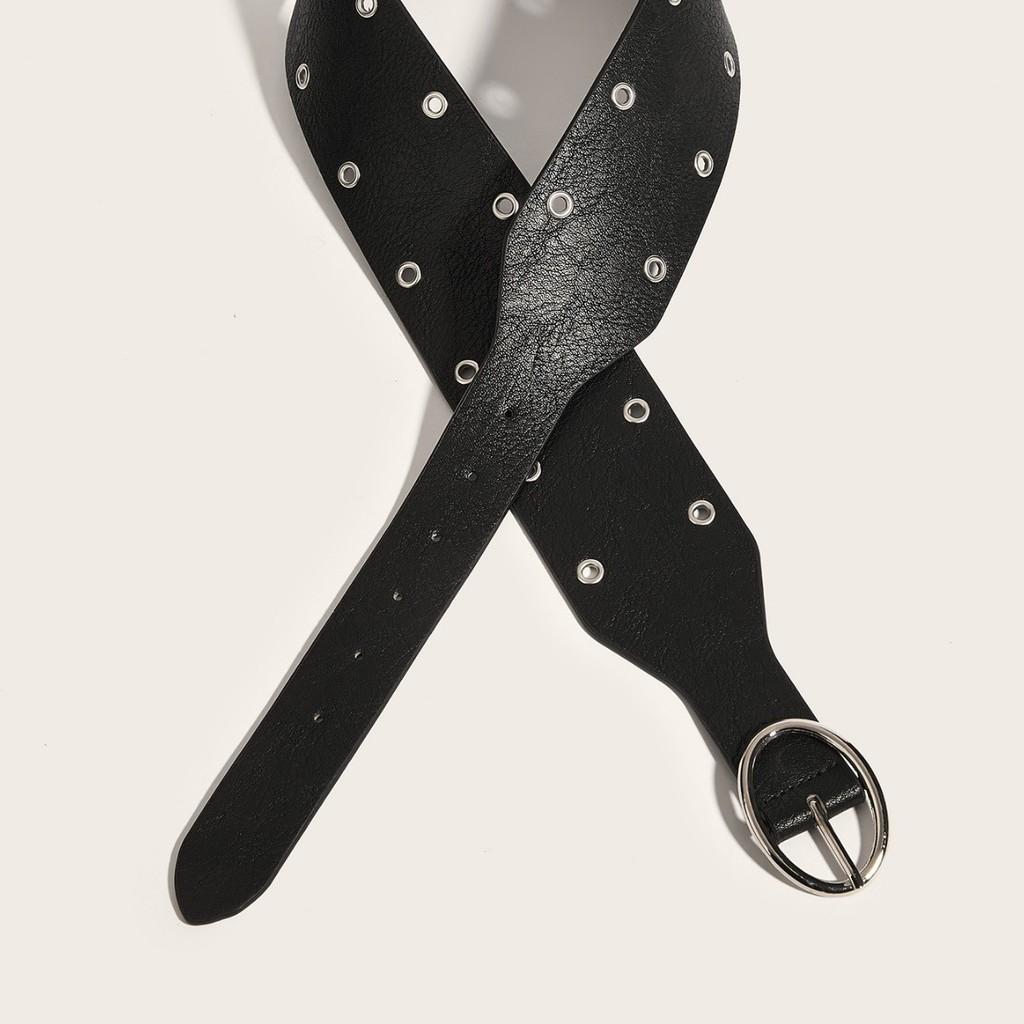 Панк-вдохновленный ремень из искусственной кожи с полыми заклепками для уличной одежды