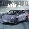 1/24 Tesla Model Y с зарядным устройством, литая игрушечная модель автомобиля со звуком и светом, детский коллекционный подарок