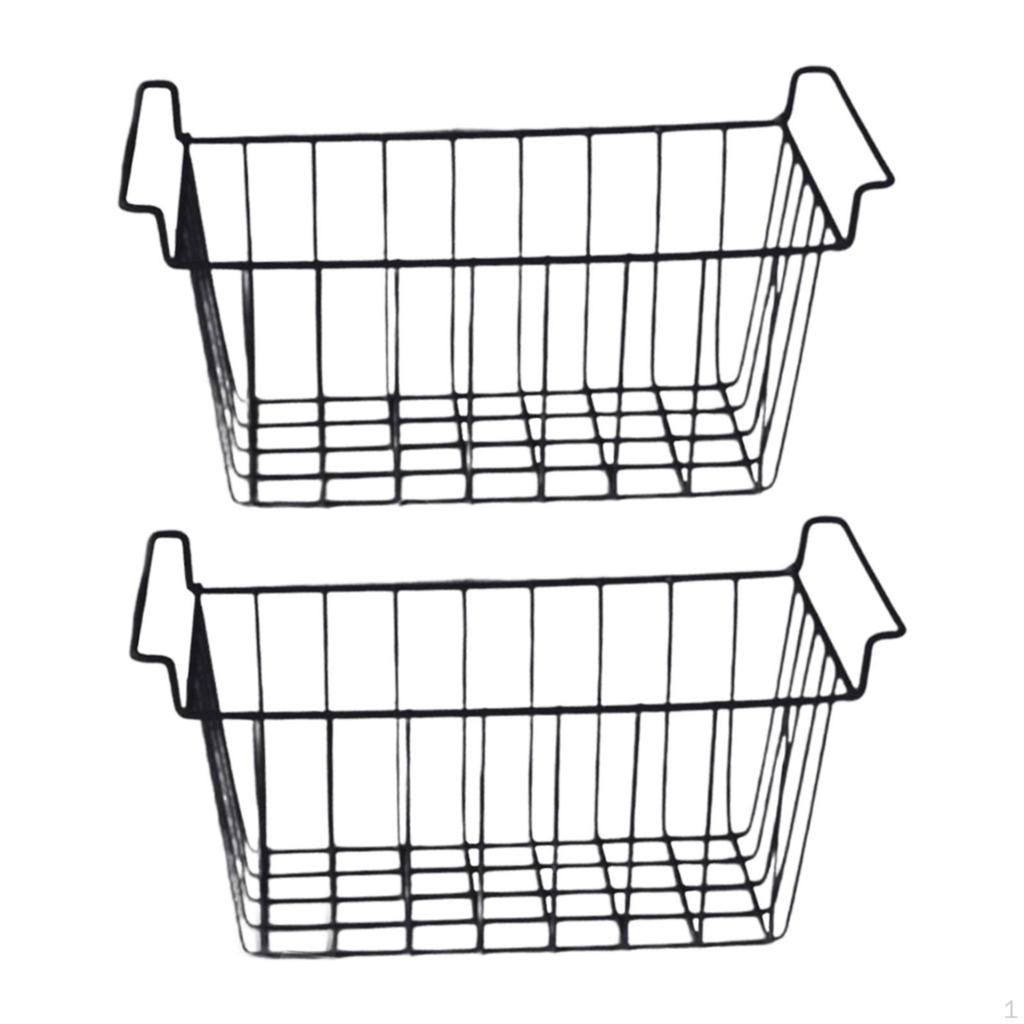2 Pieces Deep Freezer Steel Wire Baskets Refrigerator Basket Practical