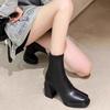 Ботильоны на высоком каблуке Ботильоны для зимы Ботильоны с квадратным носком Зимние ботинки челси Кожаные массивные дизайнерские туфли Трендовые готические женские туфли Zapatillas