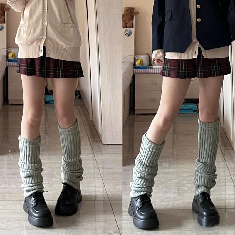 70cm Women Leg Warmers Over Knee Japanese Lolita Style JK Uniform for Girl Sweet Kawaii Up Knitted Socks Foot Warming Cover