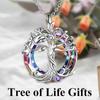 Tree of Life Necklaces with Circle Multicolor Crystal Pendant Celtic Family Jewelry Christmas Gift