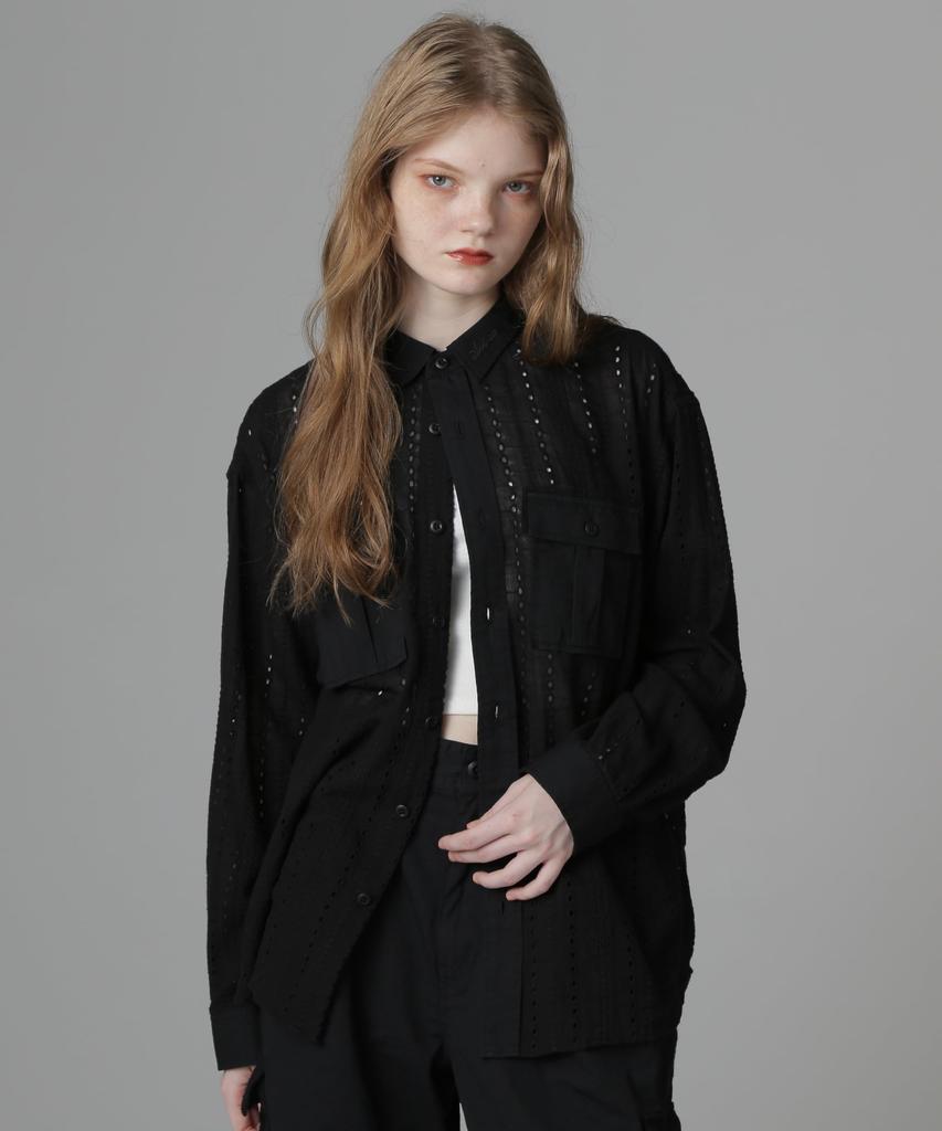 AVIREX WEB LIMITED Belle LINE LACE SHIRT women's M 010 black 783-5120604