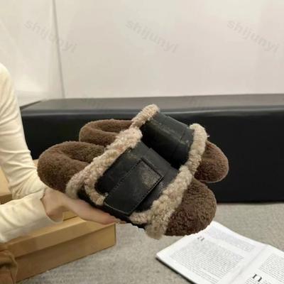 Мода Мода Женские Плюшевые Туфли на Платформе Осень Новые Винтажные Уличные Нескользящие Повседневные Балетки Легкие Удобные Мягкая Подошва Тапочки
