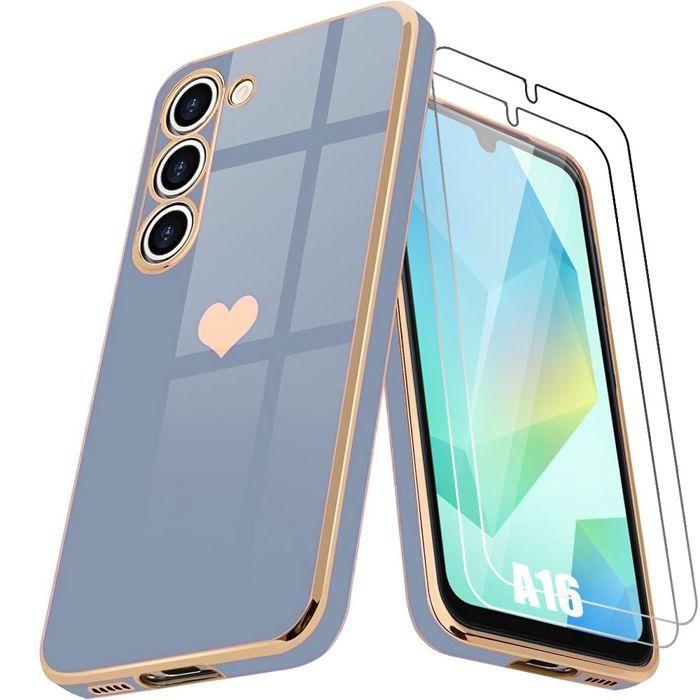 Coque pour Samsung Galaxy A16 5G/4G, Protection Antichoc Silicone Bleu + 2 Verres Trempés