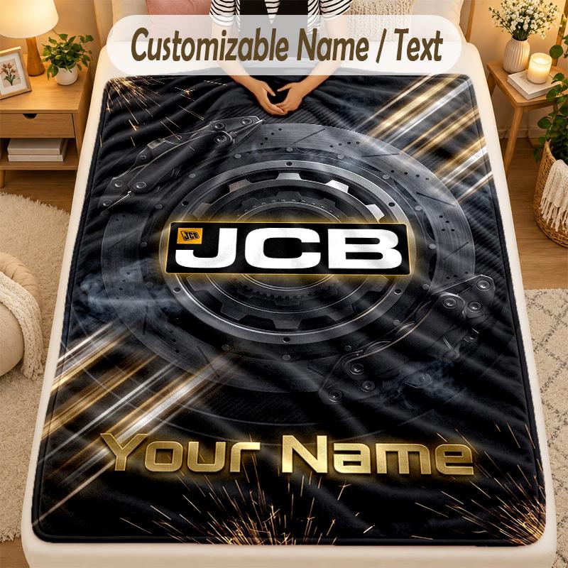 Flannel BlanketJCB Custom Name Text Personalized Soft Warm Throw Blanket Home Decor Gift