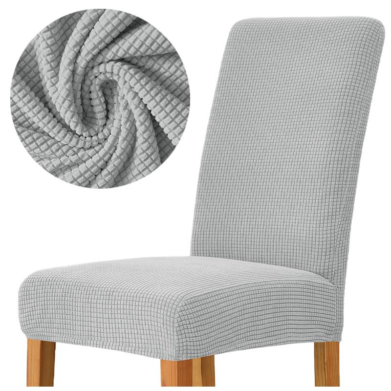 Light Gray Thick Gray Checkered Chair Cover