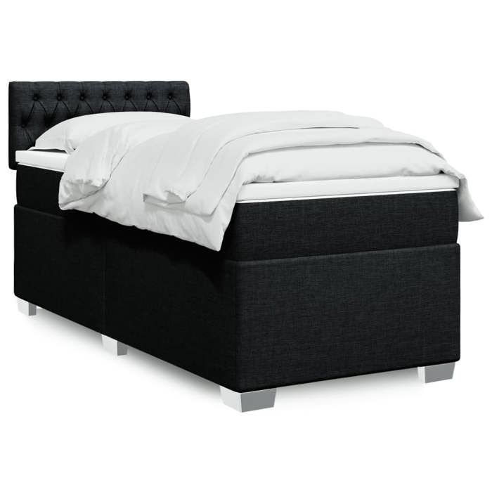 Maison Exclusive - Sommier à lattes de lit avec matelas Noir 90x200 cm Tissu