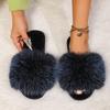 Fashion Winter Women Winter House Furry Slippers Non-Slip Casual Indoor Flats Floor Shoes Ladies Flip Flops Warm Shoes Solid Colors